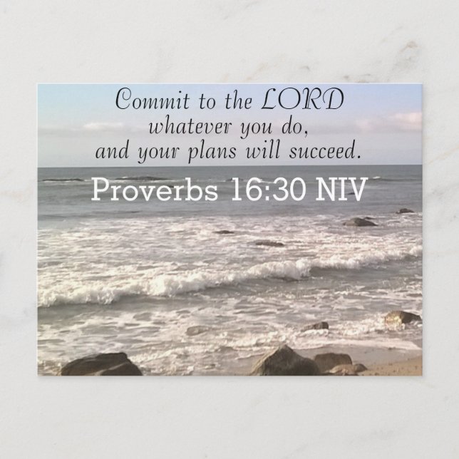 Photo of Wavy Ocean Shore Proverbs Bible Verse Sea Postcard (Front)