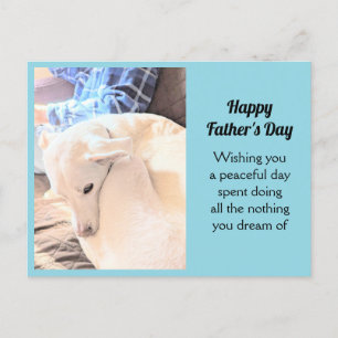 Photo of White Dog with Dad Happy Father's Day Holiday Postcard