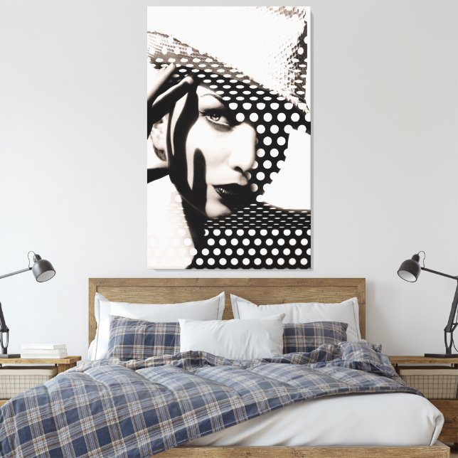 Photo of Women in Black & White Polka Dots Classy Canvas Print (Insitu(Bedroom))