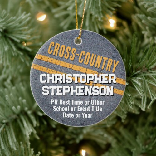 Photo on Back Cross Country Runner XC Team School Ceramic Ornament
