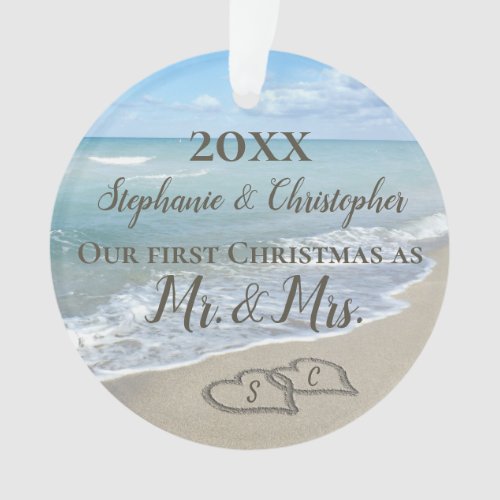 Photo on Back First Christmas Together Beach Ornament