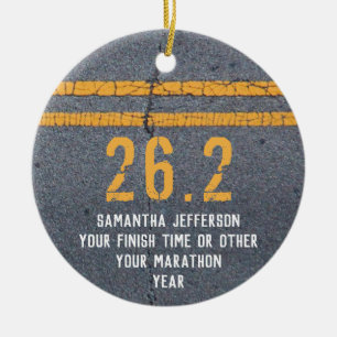 Photo on Back Marathon Runner 26.2 Keepsake Medal Ceramic Ornament
