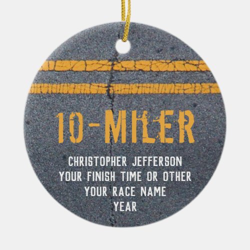 Photo on Back Running Race 10 Mile 5k Custom Ceramic Ornament