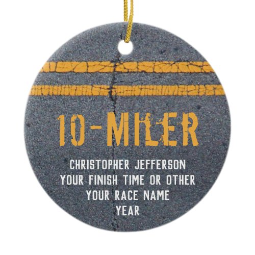 Photo on Back Running Race 10 Mile 5k Custom Ceramic Ornament