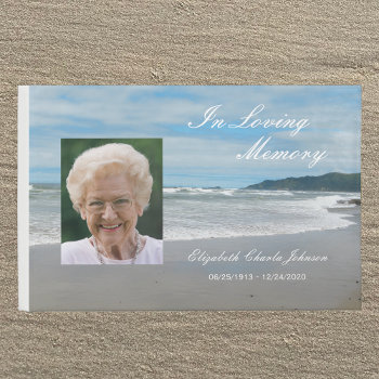 Photo On Beach Memorial Or Funeral Guest Book by sympathythankyou at Zazzle