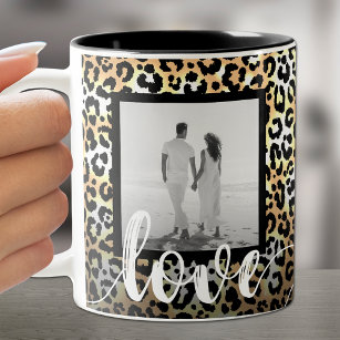 Photo on Leopard Print Love Two-Tone Coffee Mug