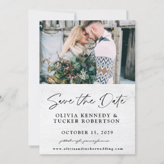 Photo on Wood Rustic Save the Date Invitation