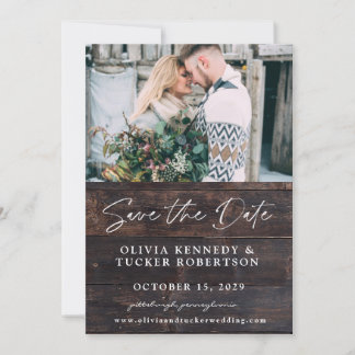 Photo on Wood Rustic Save the Date Invitation
