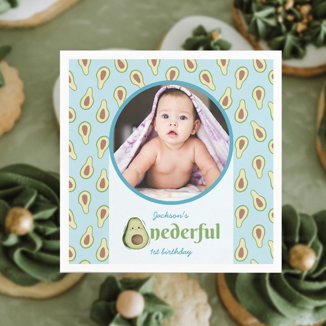 Photo Onederful Avocado 1st Birthday Party Napkins (Photo Onederful Avocado 1st Birthday Party Napkins)