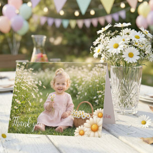 Photo ONEderful Daisy 1st Birthday Letterpress Thank You Card