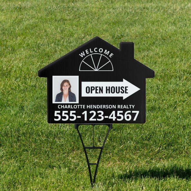 Photo Open House Real Estate Arrow Black Welcome S Sign (Insitu)