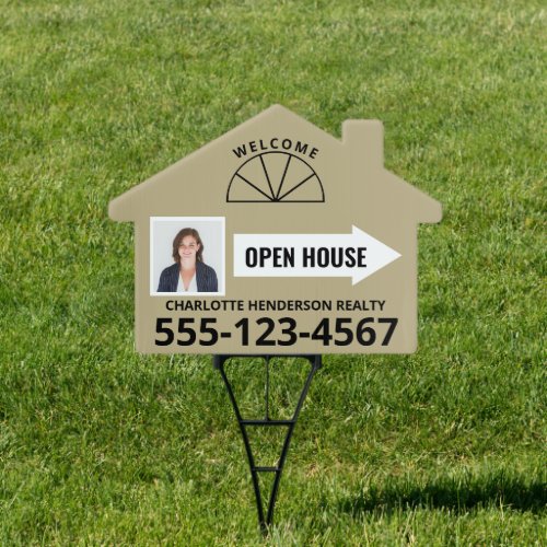 Photo Open House Real Estate Arrow Relentless Gold Sign