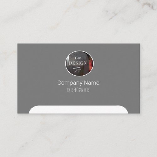 Photo or Logo Professional Elegant Modern Grey Business Card