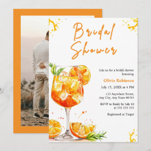 Photo Orange Cocktail Aperol Spritz Bridal Shower Invitation