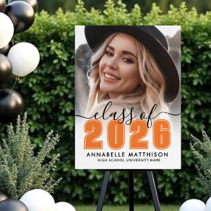 Photo Orange Graduation Party Sign