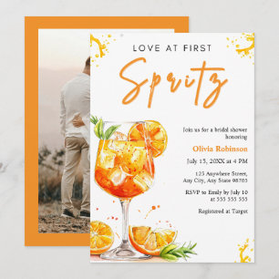 Photo Orange Love at First Spritz Bridal Shower Invitation