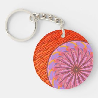 Photo Orange & Pink Mandala Keychain