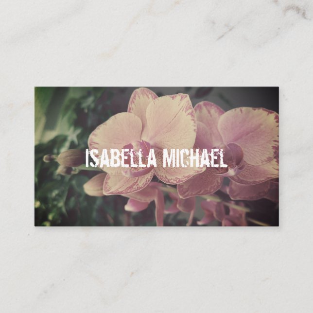 Photo , Orchid , retro Business Card (Front)