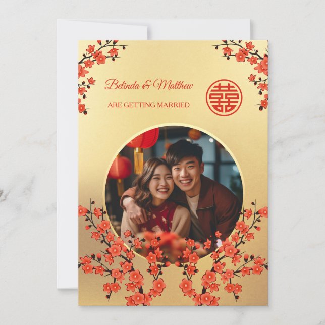 Photo Oriental Blossom Chinese Wedding Invitation (Front)