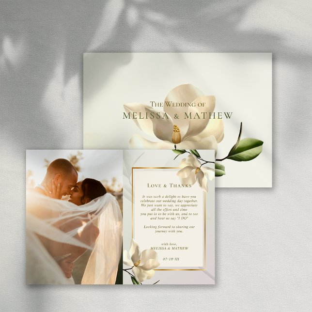 Photo Oriental Magnolia Wedding Thank You Card (Photo Oriental Magnolia Wedding Thank You Card)