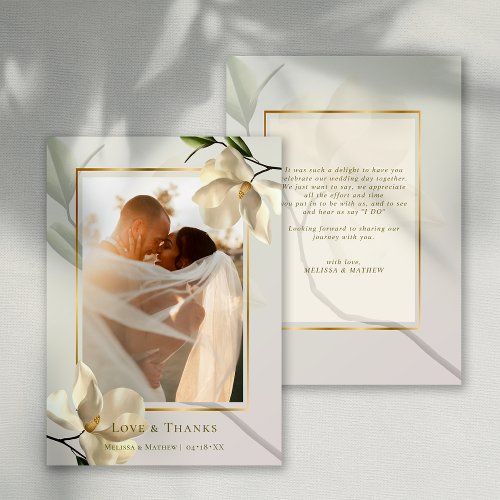 Photo Oriental Magnolia Wedding Thank You Card