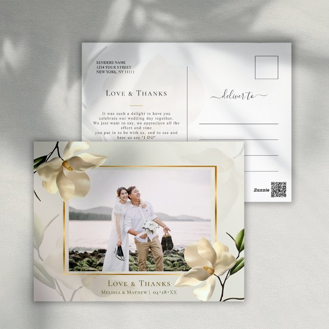 Photo Oriental White Magnolia Thank You Postcard (Photo Oriental White Magnolia Thank You Postcard)