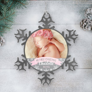 Photo Ornament   Baby Girl First Christmas
