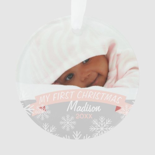 Photo Ornament  Baby Girl First Christmas