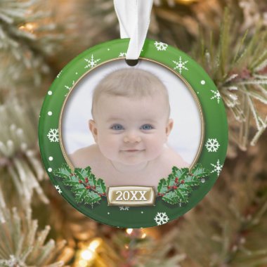 Photo Ornament | Baby's 1st Christmas (Green)