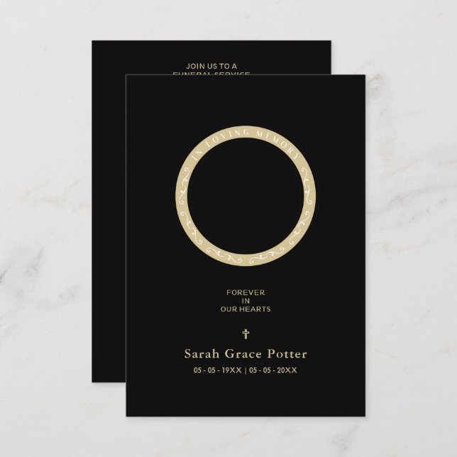 Photo Ornamental Remembering Loved One Funeral Note Card (Front/Back)