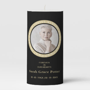 Photo Ornamental Remembering Loved One Funeral Pillar Candle