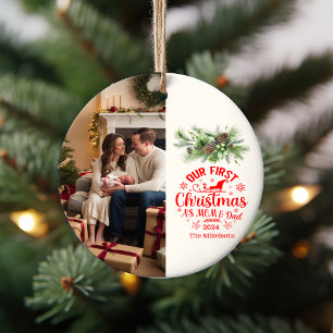 Photo Our First Christmas as Mom and Dad  Ceramic Ornament