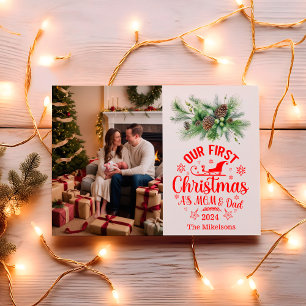 Photo Our First Christmas as Mom and Dad  Holiday Card
