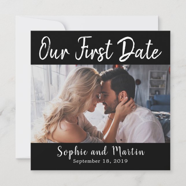 Photo Our First Date Couple Anniversary Gift Card (Front)
