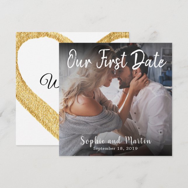 Photo Our First Date Couple Wedding Lovers Card (Front/Back)