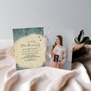 Photo Over the Moon Celestial Baby Shower  Invitation