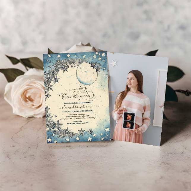 Photo Over the Moon Dreamy  Baby Shower Invitation (Creator Uploaded)