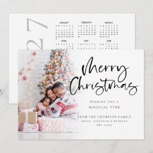 Photo Overlay 2027 Calendar Merry Christmas Holiday Card