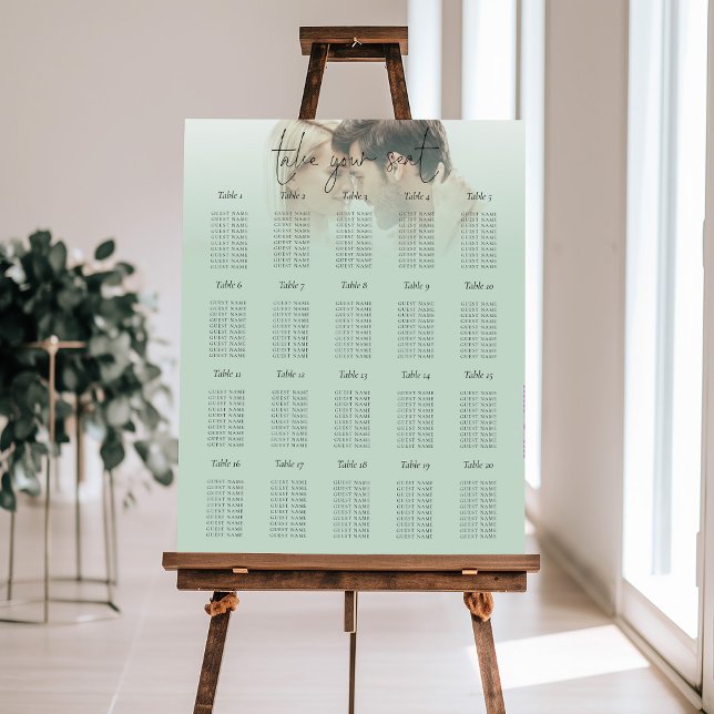 Photo Overlay 20 Table Wedding Sage Seating Chart Foam Board (Creator Uploaded)