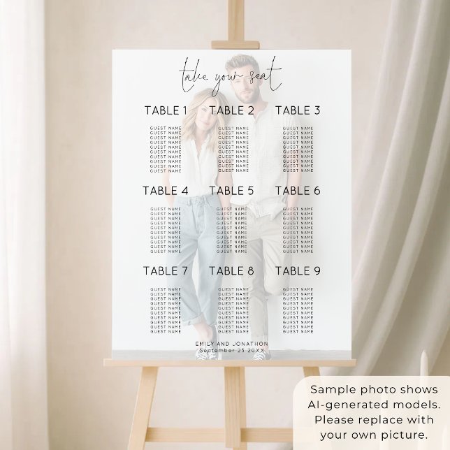 Photo Overlay 9 Table Wedding Seating Chart Foam Board (Creator Uploaded)