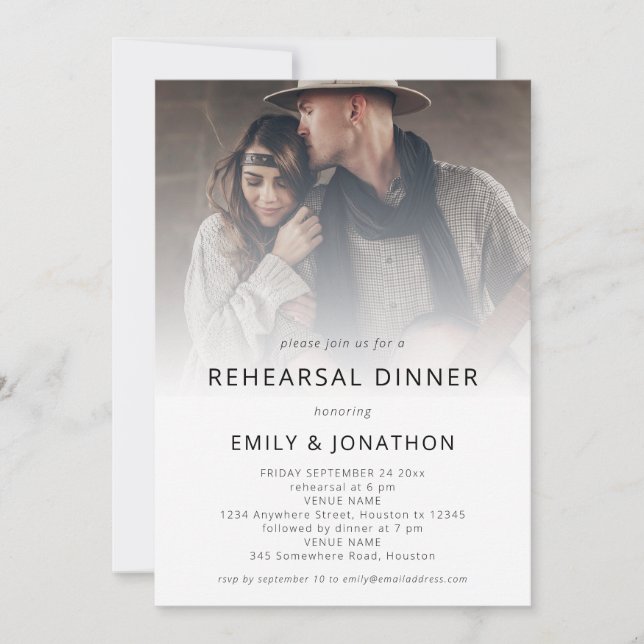 Photo Overlay Bohemian Rehearsal Dinner Invitation (Front)