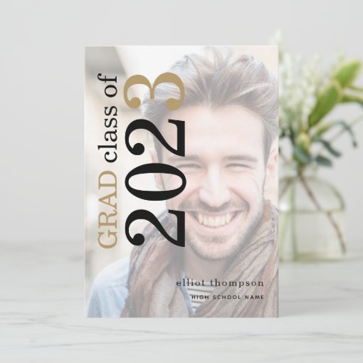 Photo Overlay Bold Typography 2023 Graduation Announcement Zazzle