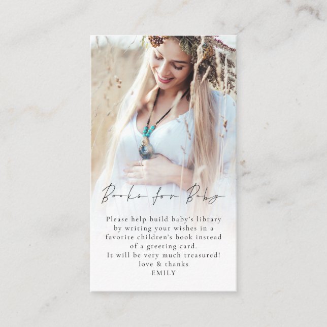 Photo Overlay Books for Baby Shower  Enclosure Card (Front)