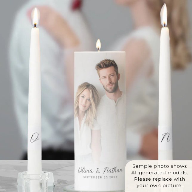Photo Overlay Couple Names Date Initials Unity Candle Set (Creator Uploaded)