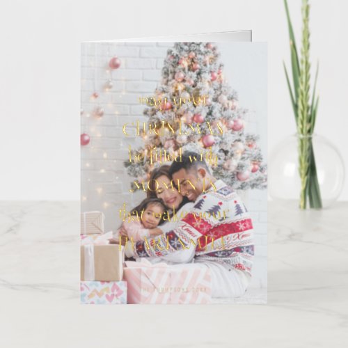 Photo Overlay Cozy Christmas Quote  Foil Holiday Card