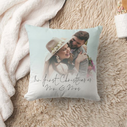 Photo Overlay First Christmas As Mr Mrs Throw Pillow