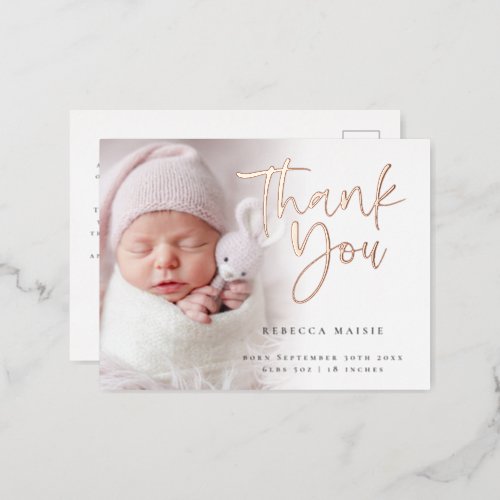 Photo Overlay Foil Thank You BIrth Announcement