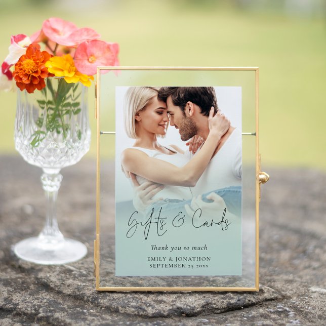 Photo Overlay Gifts Cards Wedding Sage Green Sign (Available printed or as a digital download. Frame shown is for illustrative purposes only)
