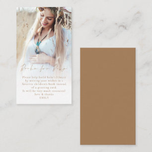 Photo Overlay Gold Script Books for Baby Shower  Enclosure Card