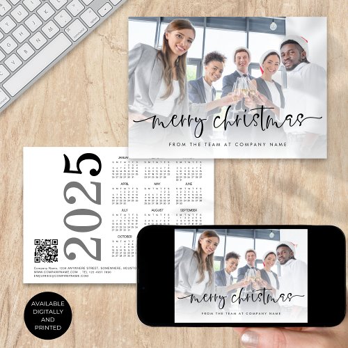 Photo Overlay Logo Corporate QR Code 2025 Calendar Holiday Card